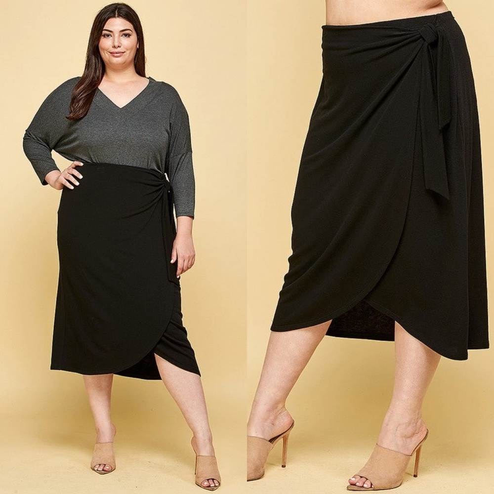 Faux Wrap MIDI Skirt